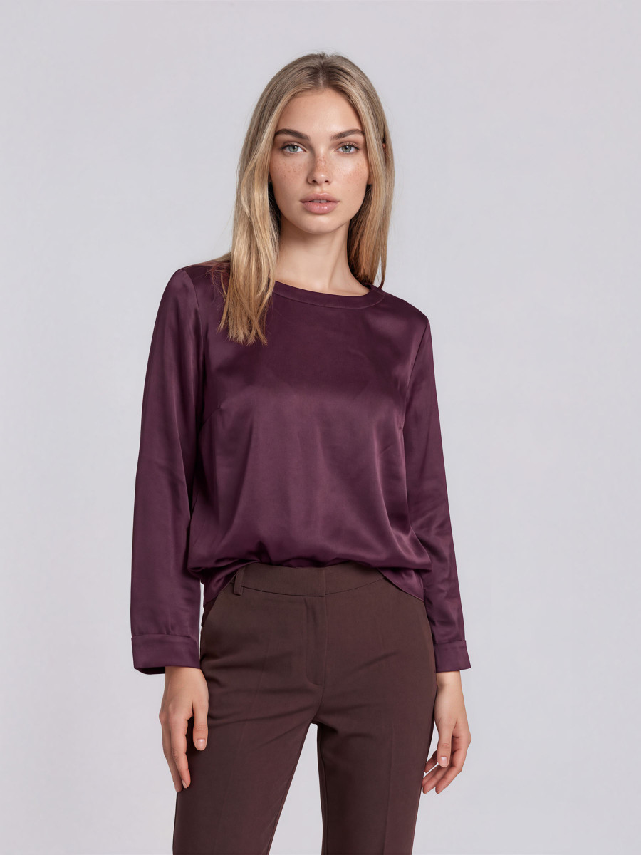 Satin long-sleeve blouse
