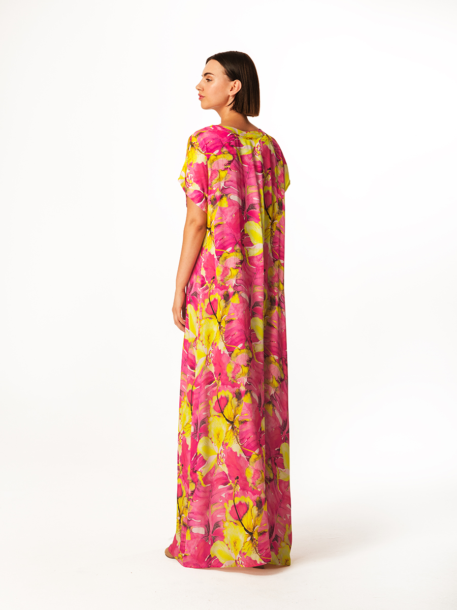 Maxi Loose Printed Satin Dress