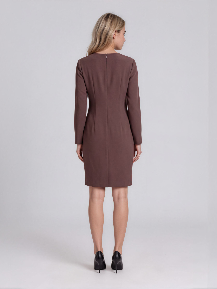 Straight-cut Dress with a pleat detail on one shoulder