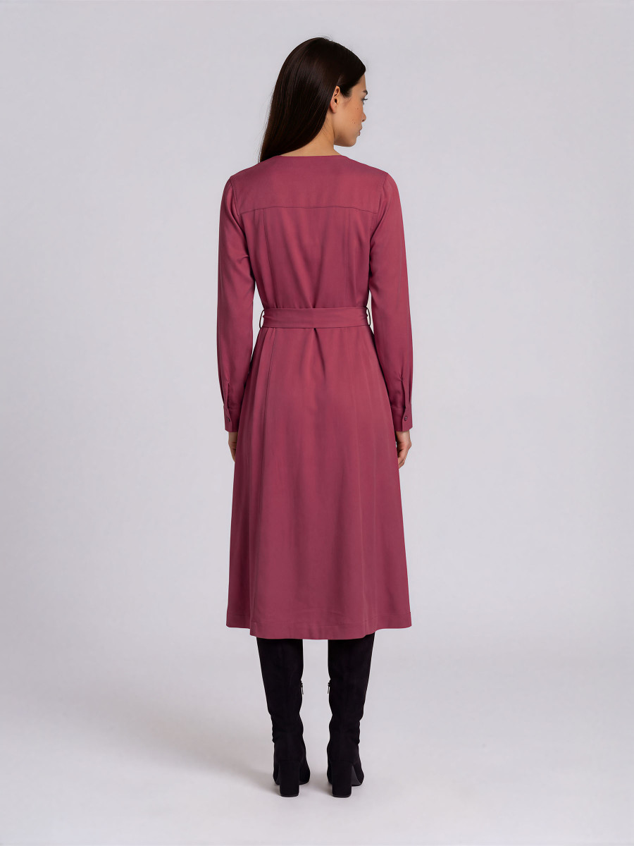 Womens Lyocell & Viscose Blend Midi Dress with Belt