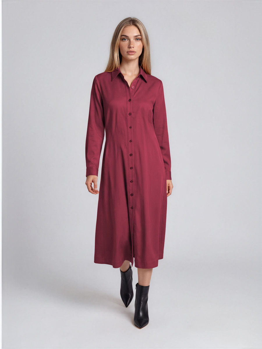 Womens Long Sleeve Shirt Dress with Belt