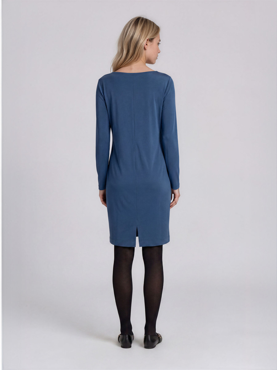Straight-cut Dress with a pleat detail on one shoulder