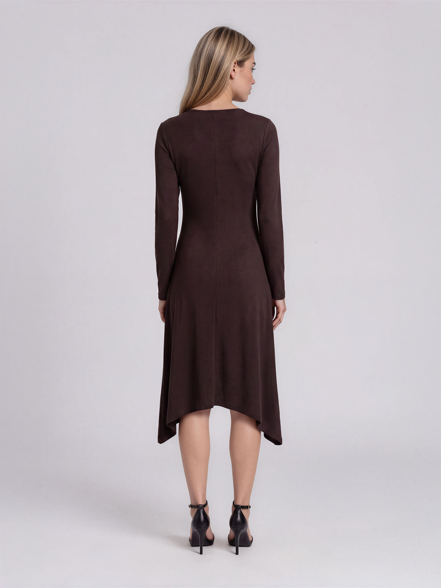 Ribbed Midi Dress with Asymmetric Hem