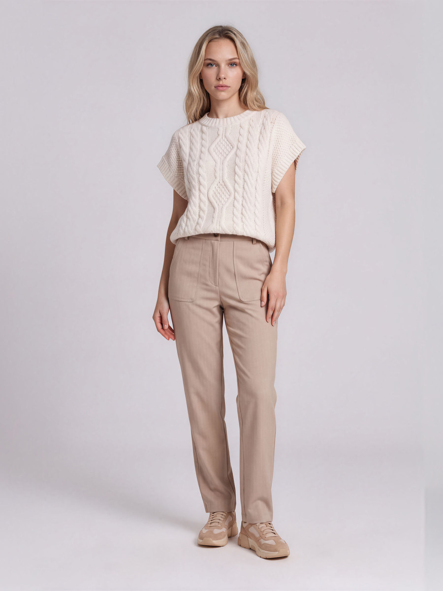 Knitted Cable Knit Short Sleeve Sweater Vest