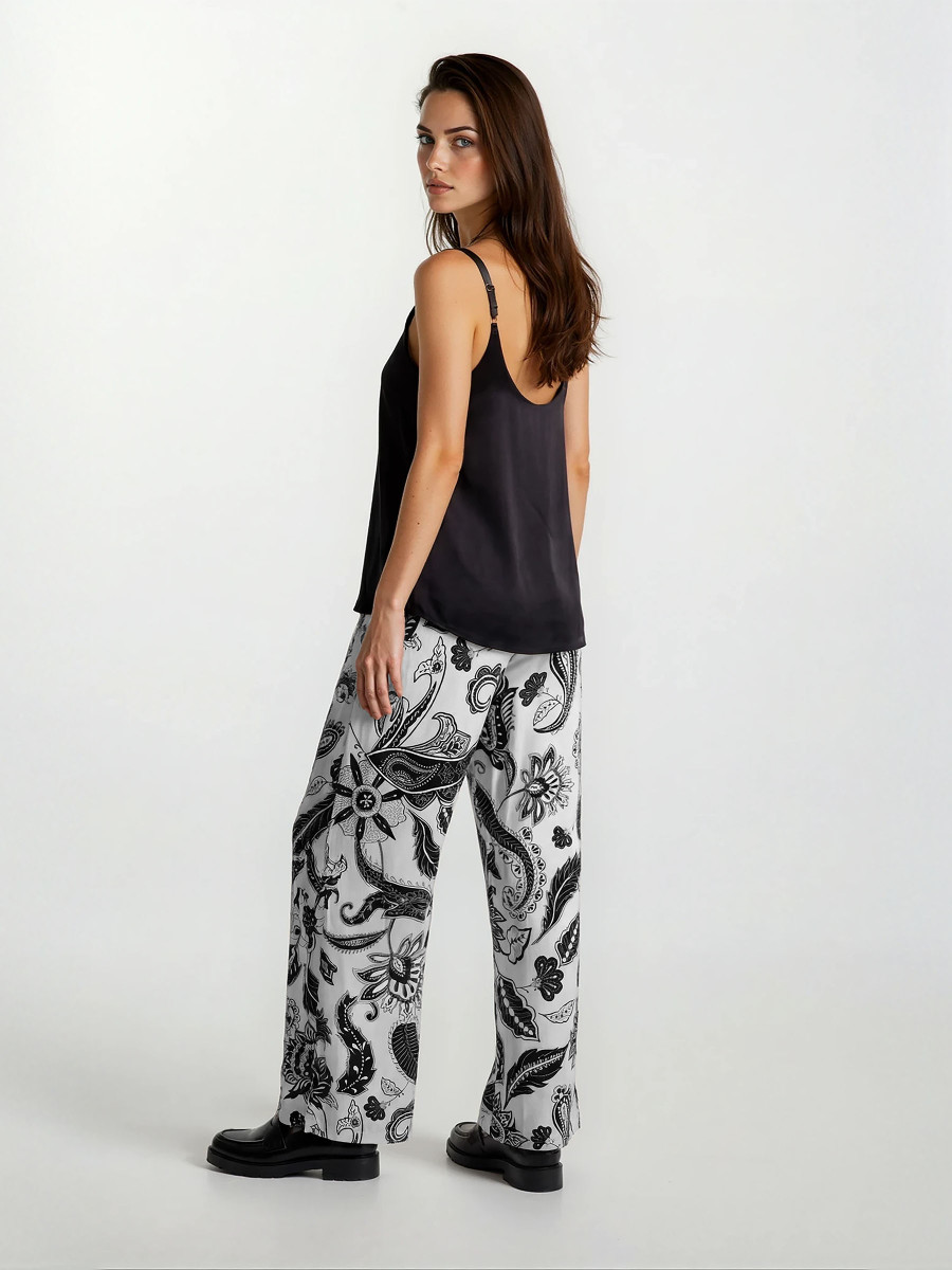 Printed Viscose Palazzo Pants with Elastic Waist