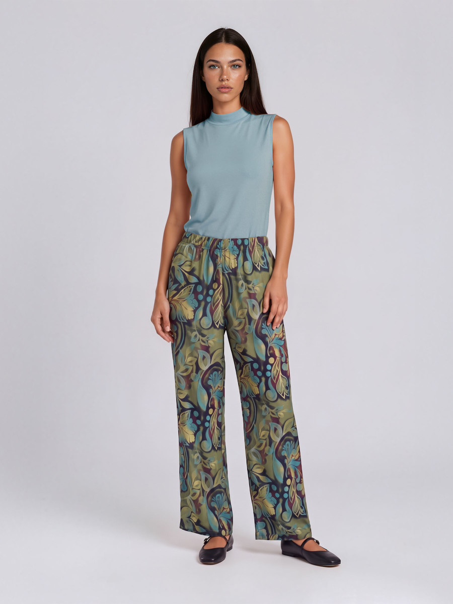 Satin Viscose Printed Pants