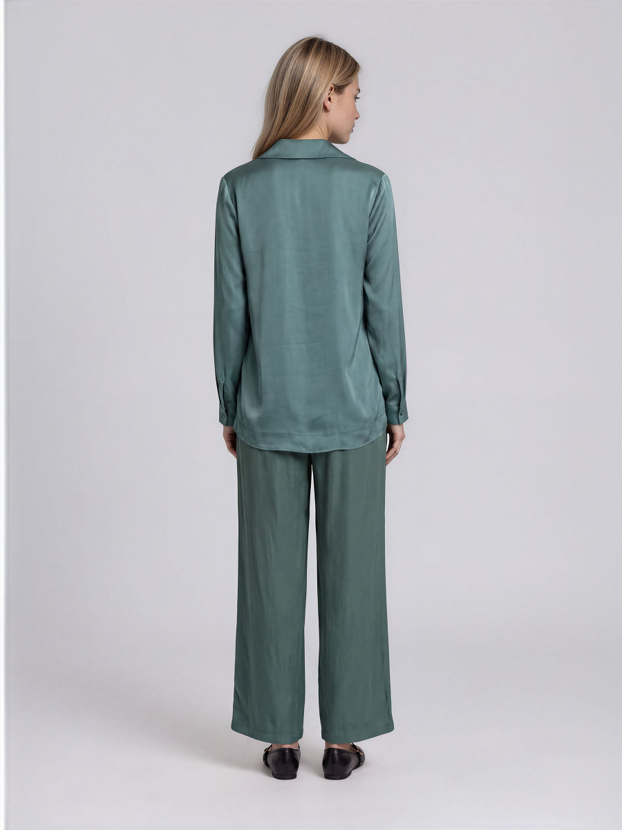 Satin Pants with an Elasticated Waistband