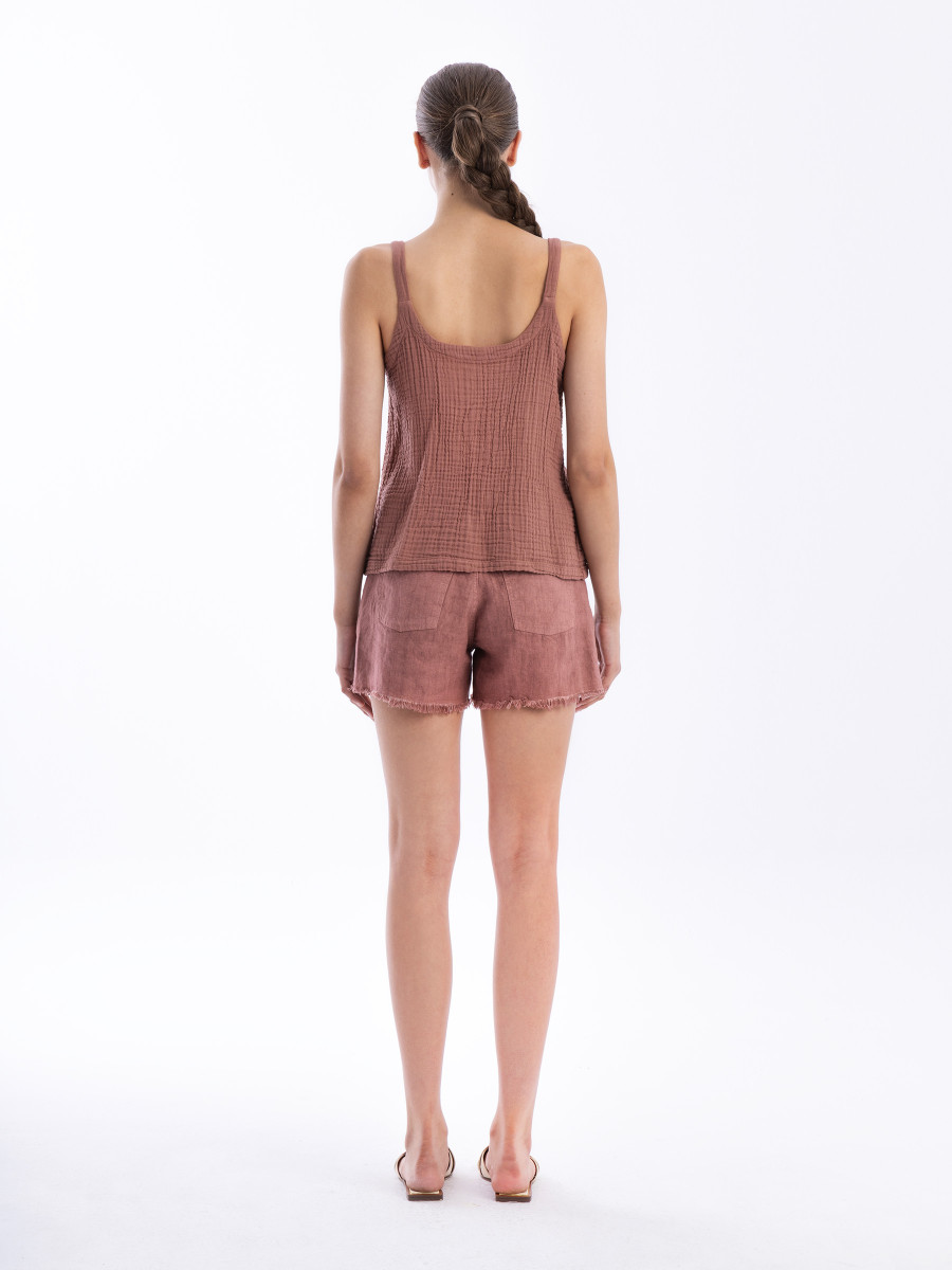 Textured Cotton Top with Button Front