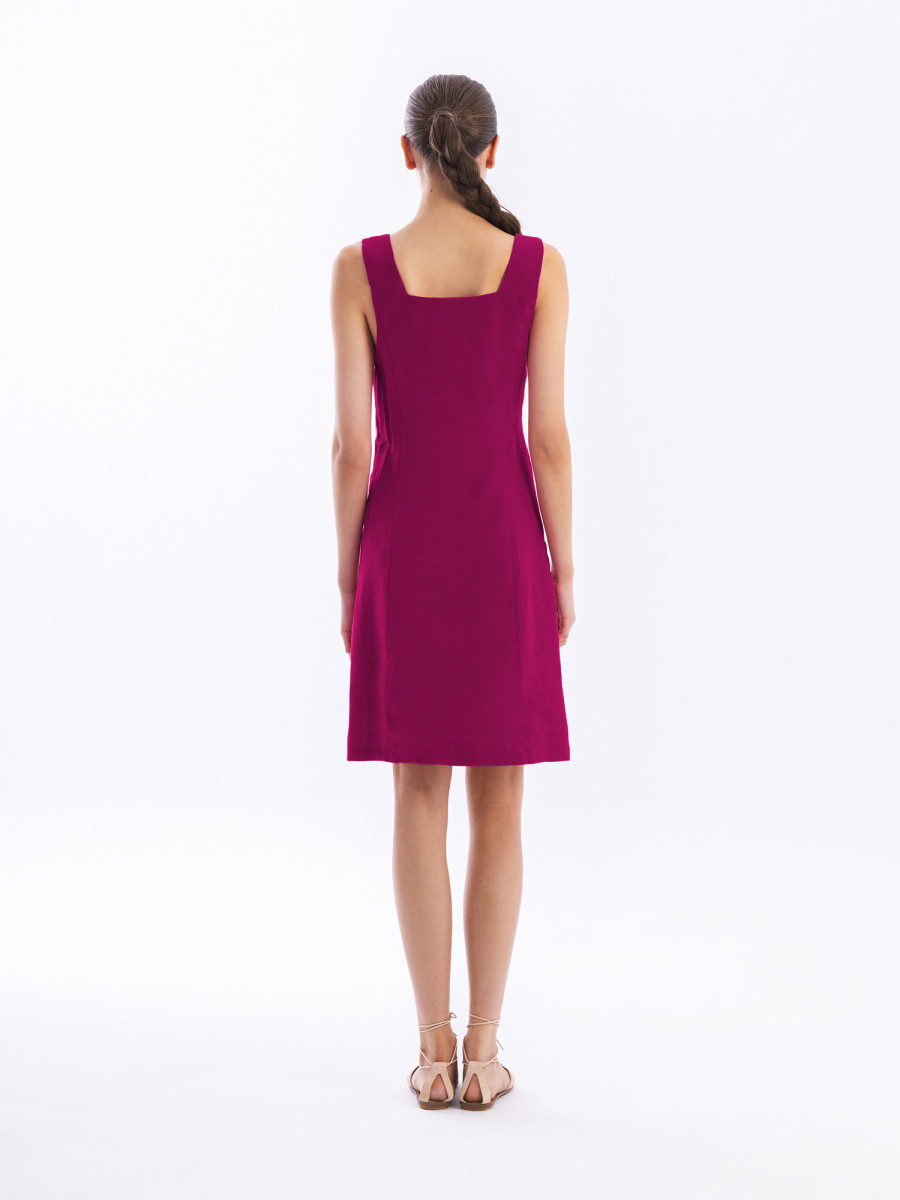 Mini Linen Dress Square Neckline