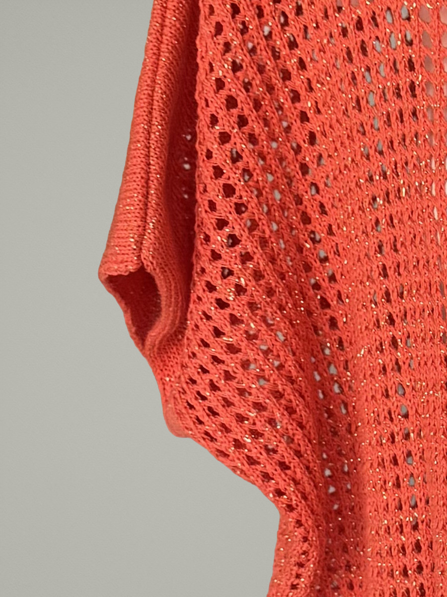Knitted Batwing Blouse with Lurex Thread