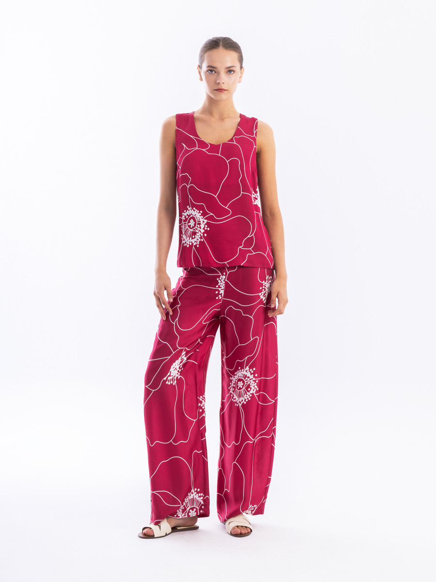 Sleeveless Printed Satin Top