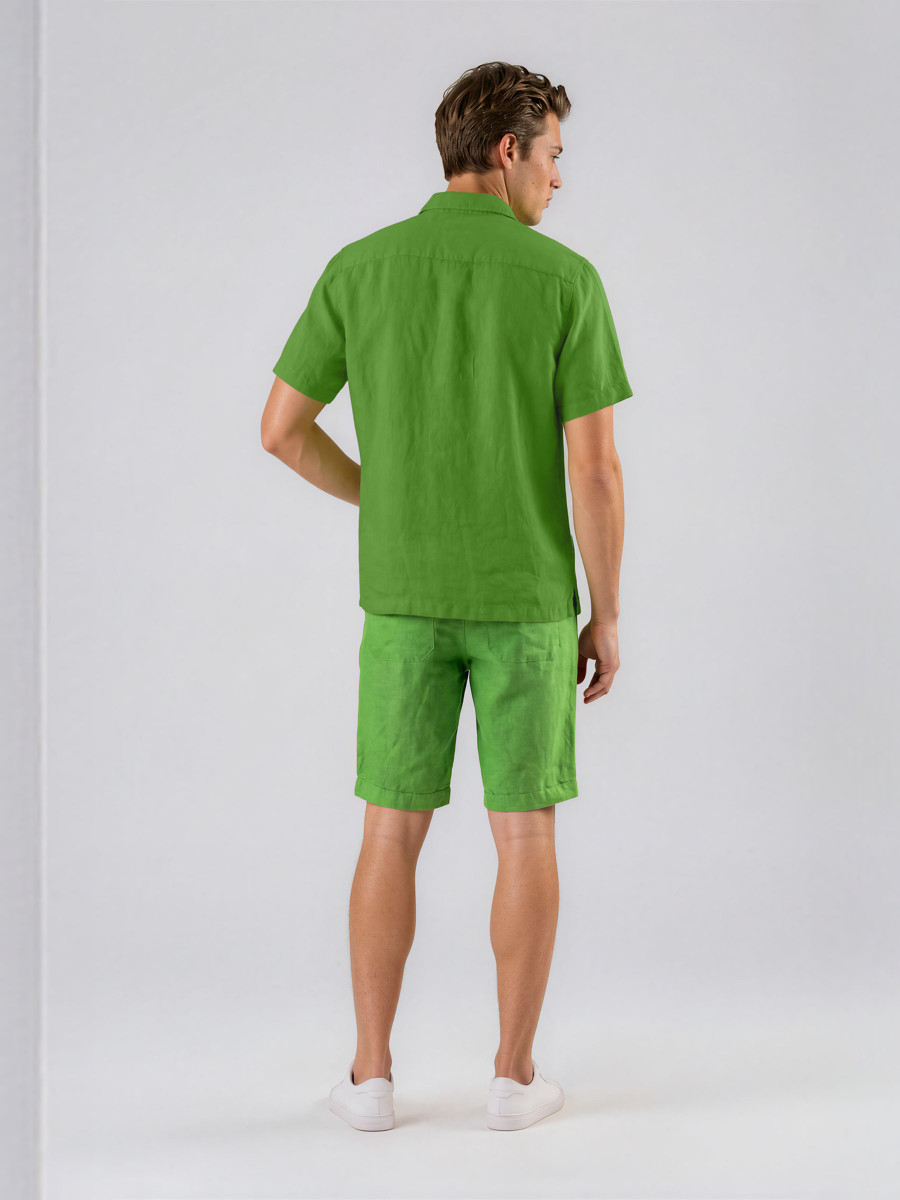 Short Sleeved Front Pocket Linen Shirt