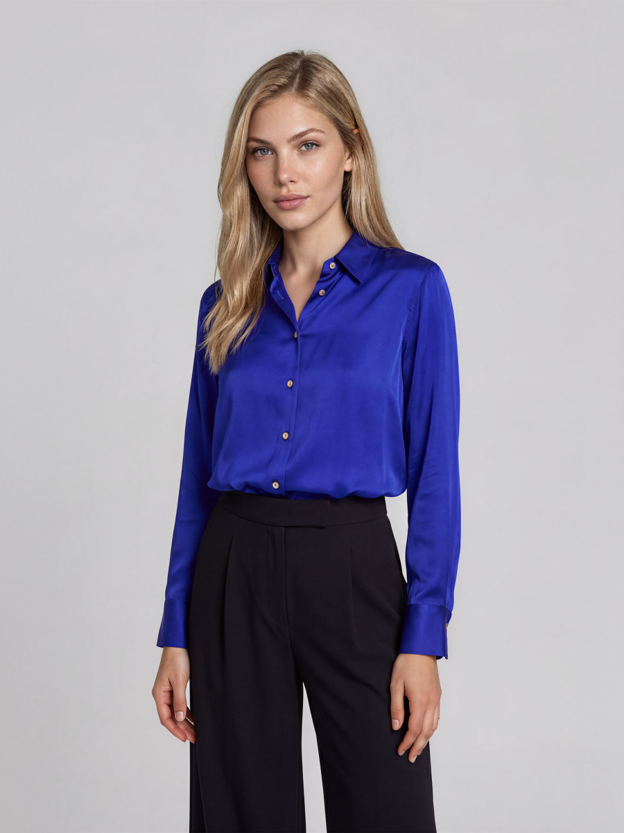 Satin Women's Long Sleeves Shirt