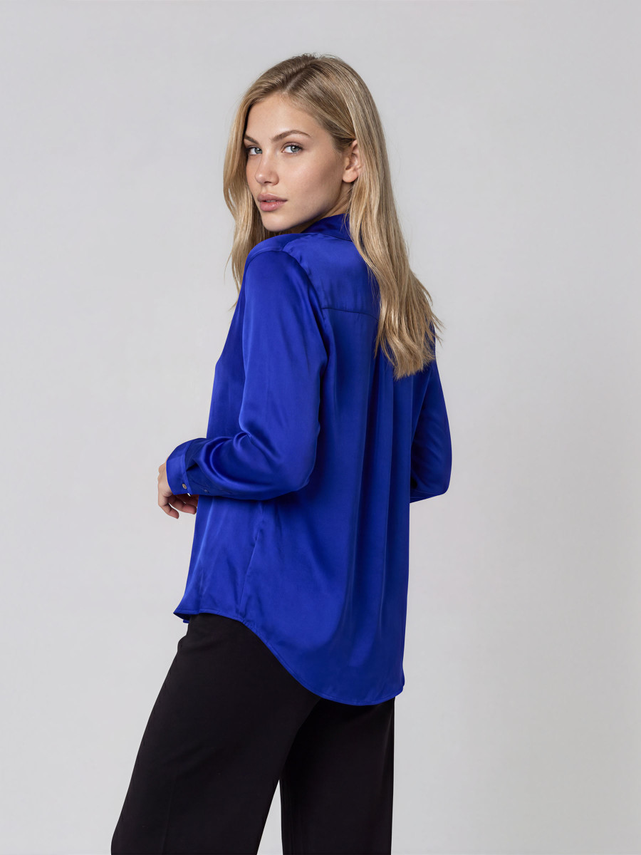 Satin Women's Long Sleeves Shirt