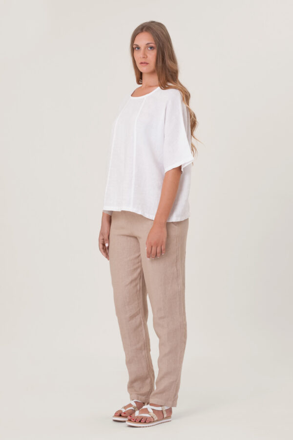 Linen Simple Chic Minimal Back Buttoned Blouse